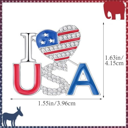 Image of Rhinestone Brooch Pins for Women, Vintage Crystal Enamel Brooches, American Flag Pin Patriotic Lapel Pins Gift for Suit Clothes Bag Accessories