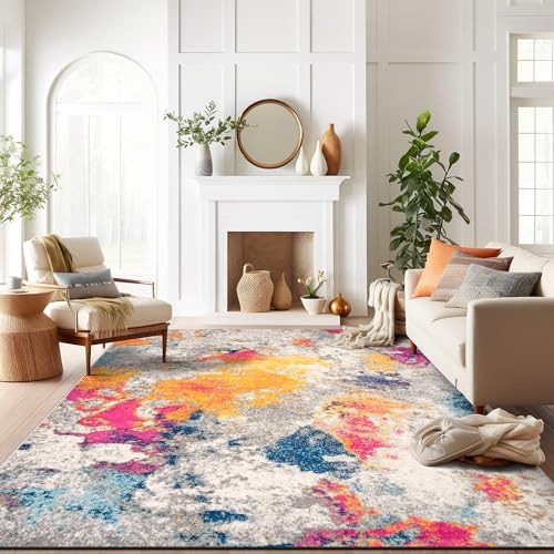 Rugshop Distressed Abstract Watercolor Rug