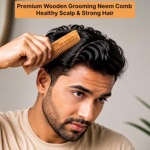 Image of Midazzle Kacchi Neem Wooden Comb with Free natural Loofah