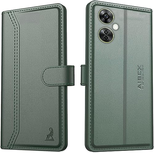 Image of AIBEX Compatible with OnePlus Nord CE 3 Lite 5G Flip Cover Leather Finish | Inside TPU with Card Pockets | Wallet Stand | Complete Protection Flip Case Green