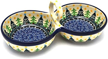 Polish Pottery Bowl - Double Serving - Christmas Trees