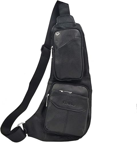 Hebetag Mochila cruzada de cuero para hombres y mujeres, viajes al aire libre y camping