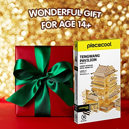 Piececool 3D Metal Puzzle for Adults, Tengwang Pavilion Metal Model Kit, Chinese Famous Architecture Building Kit DIY Craft Brain Teaser 3D Puzzles STEM Gifts for Family- 106 Pcs - Image 7