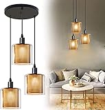 Hurrah 3-Light Industrial Pendant Lighting - Adjustable Hanging Light Fixtures Glass Shades Pendant