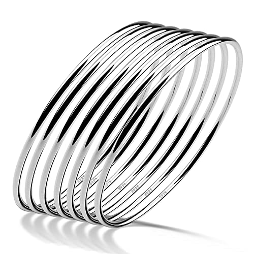 H&Beautimer 925 Sterling Silver Bracelet for Women's Italian Handmade Solid Bangle 2/3/4/5/6/7 Set Rose Gold Fine Jewelry With Gift Box