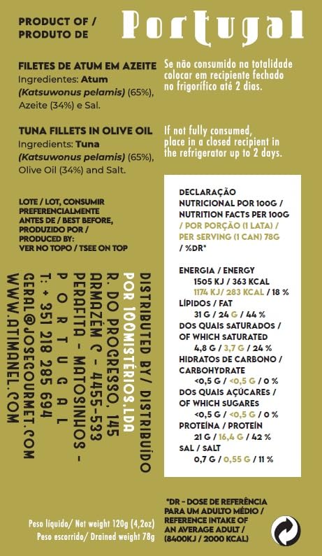 Portuguese Skipjack Tuna Fillets Canned in Olive Oil | Wild Caught, B Vitamins, Omega-3 | Tinned Fish by Ati Manel | 3 x 120g Can - Image 2