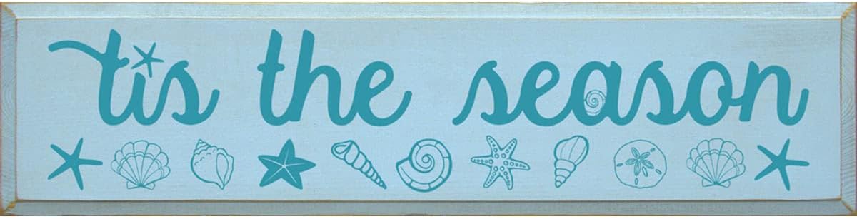 BLACK FOREST DECOR Shell Season Wood Sign, Decorative Accent, 36" W x 3/4" D x 9" H