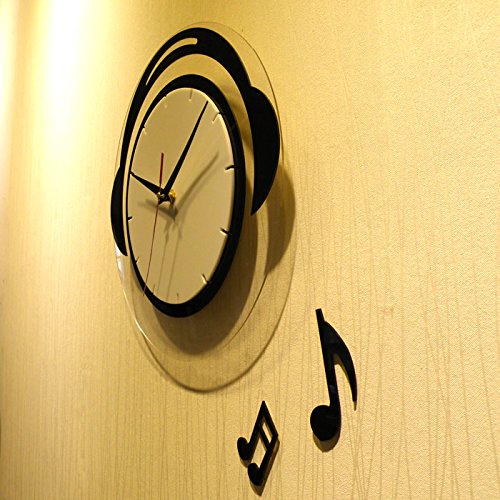 cleck Study The Living Room Wall Clock Acrylic Notes Creative Modern Minimalist Mute Quartz Clock,12 Inches,Black