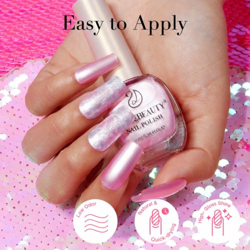 Image of AZUREBEAUTY Shimmery Rose Pink Nail Polish