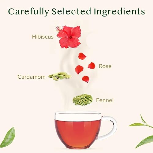 Miniatura 2 de VAHDAM - Té de hierbas con flores de hibisco (100 bolsitas), sin cafeína, sin OMG, sin gluten. Infusión con sabor floral. Pétalos de rosa de hibisco