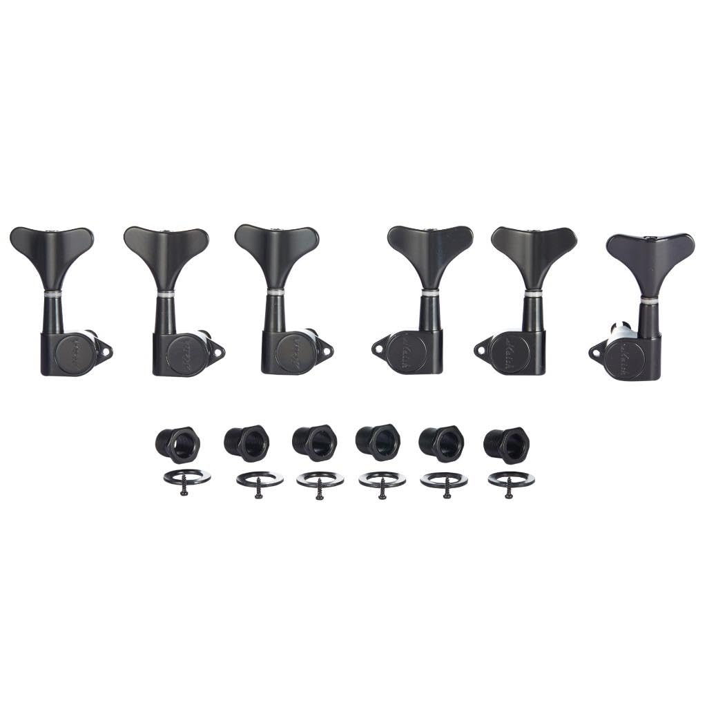 6 String 18:1 Sealed Bass Tuners Bass Guitar Tuning Keys Pegs Bass Tuning Machines Compatible with Ibanez/Yamaha Style Acoustic/Electric Bass Black 3L/3R