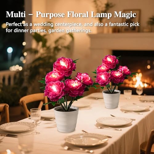 Image of Peony Artificial Flower Lamp, Decorative Night Light for Bedroom Bedroom Wedding Bar Coffee Shop Decor, Christmas Valentines Mothers Day Anniversary Birthday Gifts for Women Mom Grandma Wife Friend