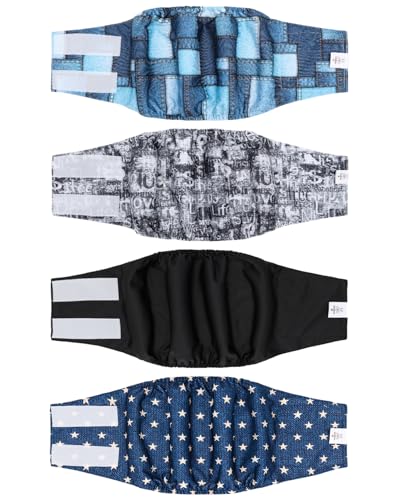 Image of CuteBone Dog Diapers Male 4 Pack Puppy Wraps Reusable Doggie Belly Bands for Male Dogs Small Medium Large