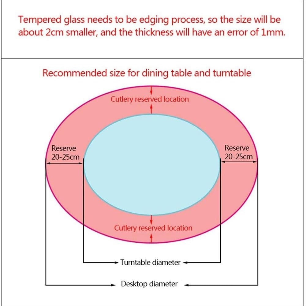 Plateau Tournant Rond en Verre Trempé De 76 Cm, Plateau De Service Épais De 10 Mm, avec Roulements Silencieux Et Rotation Fluide À 360° (70 Cm/27 Po)