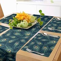 ABAKUHAUS Trullo Y Negro Camino De Mesa, Detalle Floral Del Mosaico, Decorativo Para El Comedor O Sala De Estar Fácil De Limpiar, 40 Cm X 180 Cm, Blanco Verde Menta