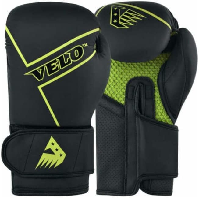 VELO Boxing Matte Leather Muay Thai Training Sparring Punching Bag Mitts kickboxing Fighting Gloves for Punch Bag | Focus Pad | Arm kick Pad (Green, 10oz)