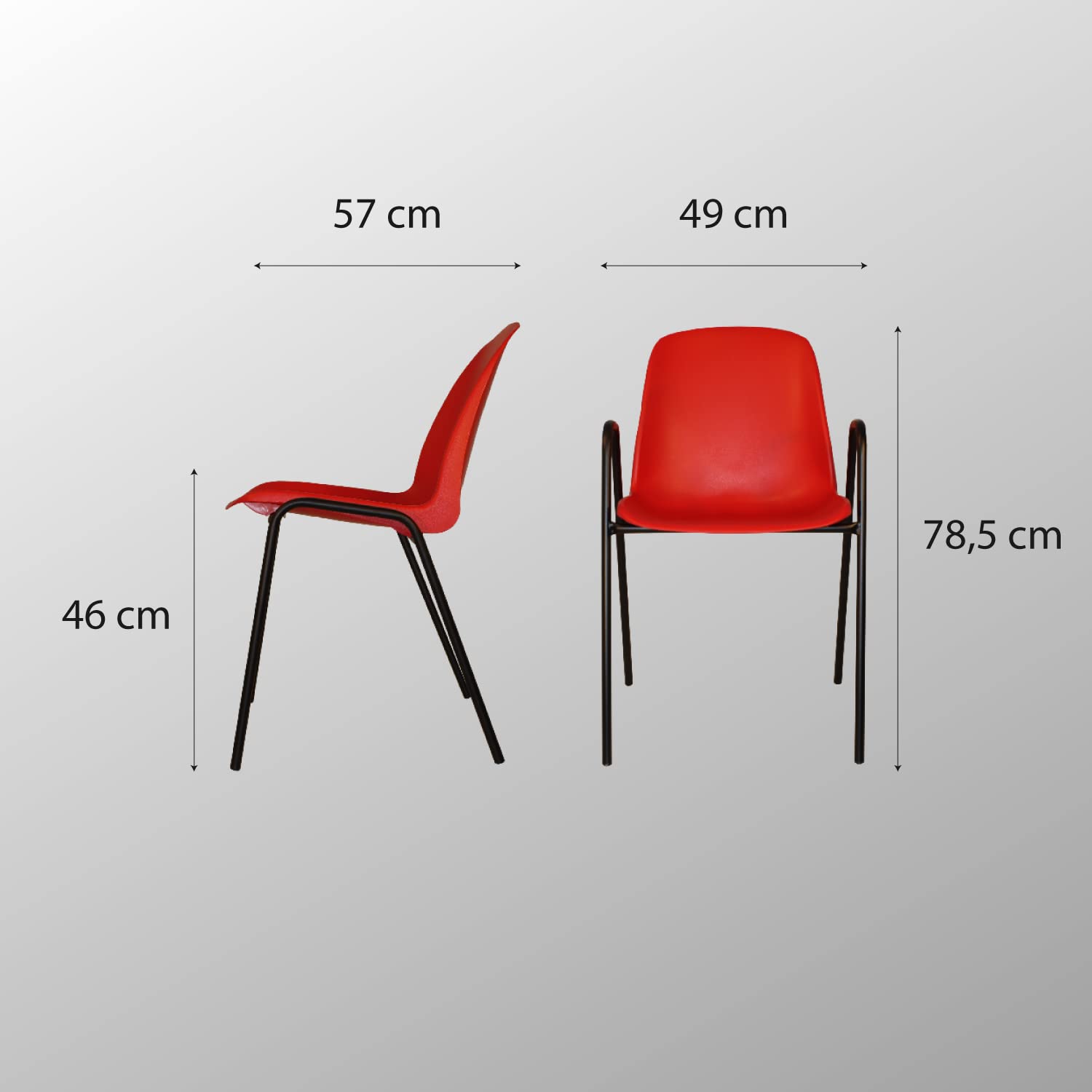 Silla de Oficina Sin Ruedas de Plástico con Estructura Metálica, Silla para Sala de Espera, Recepción, Reuniones, Conferencias, Blanco (2 Sillas)