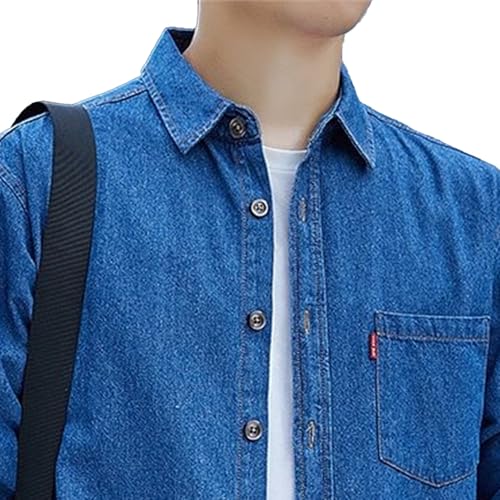 Maiyifu-GJ Men's Long Sleeve Button Down Denim Shirts Cotton Lightweight Casual Shirt Spring Fall Jean Trucker Jacket4