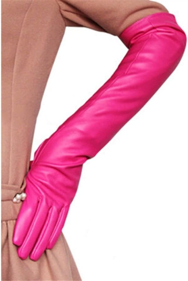 Guanti in Pelle da Donna Primaverili e Autunnali Gomitiere Guanti Touch Screen Lunghi Caldi e pratici, Bordeaux, S