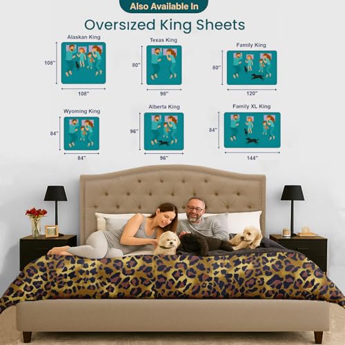 Image of SGI 80 inchx98 inch 4 Pc Texas King Sheet Set 600 TC 18 inch Deep, Leopard Print