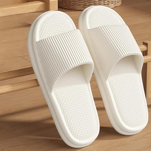 NEWGEM Unisex Comfort Slide Sandals, Non-Slip Textured Sole, White2