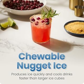 Iceman by Chefman Nugget Ice Maker Countertop, Pebble Ice Maker Machine, 26 lb in 24 Hours, Ready in 6 Minutes, Removable Ice Basket, Fun and Chewable Cubes, 1.5L Water Tank, Self-Cleaning Function