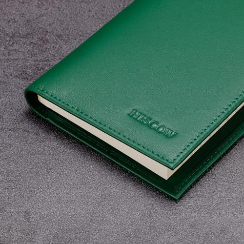 Image of HISCOW Soft Leather Checkbook Cover & Card Holder with Divider - Italian Calfskin (Green)