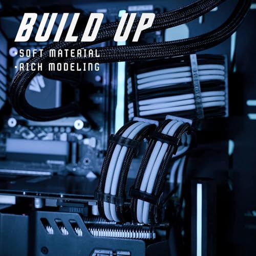 Image of AsiaHorse Upgraded 16AWG PSU Cable Extension Sleeved Custom Mod GPU PC Power Supply Soft Braided Cables with Two Color Comb Kit 24P /8P to 6+2P /8P to 4+4P 30CM