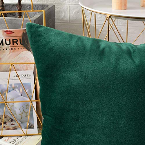 Image of Modern Homes (Pack of 2) Velvet Cushion Covers Plain Sofa Cushion Covers Pillow Covers for Living Room and Bedroom (16x16 inches, Dark Green)