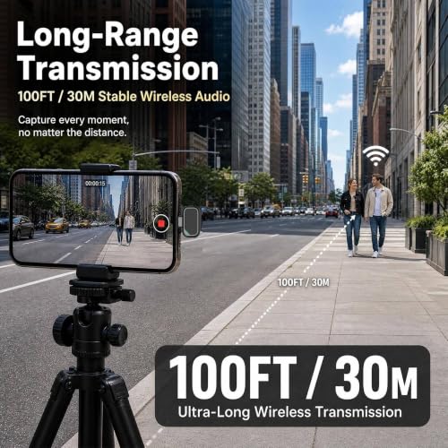 Image of Wireless Lavalier Microphone for iPhone, 2Pcs Mini Mic with Charing Case