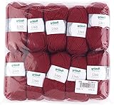 Gründl Lisa Premium Uni Strick- & Häkelgarn (weicher und wollartiger Charakter, pflegeleichtes waschbares Strickgarn aus 100% Polyacryl, 50g/133m, Nadelstärke: 3,5-4,5, 10 Knäuel á 50g), Bordeaux
