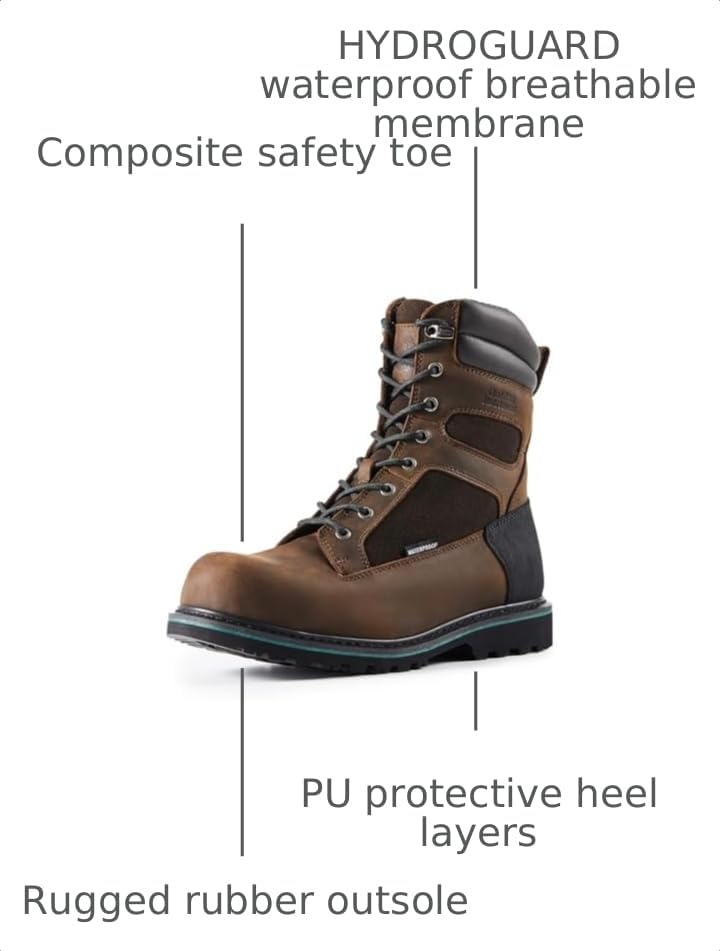 Image of Golden Retriever 6 /8 Inch Waterproof Composite Toe Work Boots for Men | Non-Metallic Safety Toe, Crazy Horse leather, Goodyear Welt Construction, Easy-On Rear Pull Loop, EH Rated Work Boots