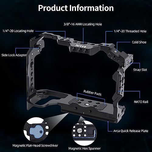 Nitze Camera Cage Compatible with Canon EOS R6 Mark III/ R6 Mark II/ R5 C/ R5/ R6 Camera, Camera Cage with Built-In NATO Rail - Image 3