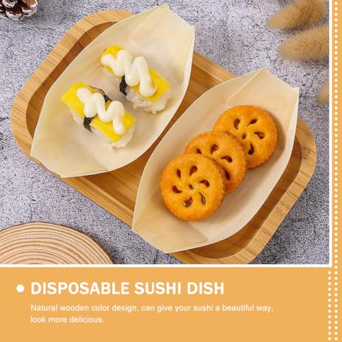 200 platos desechables pequeños de madera para sushi miniatura 7