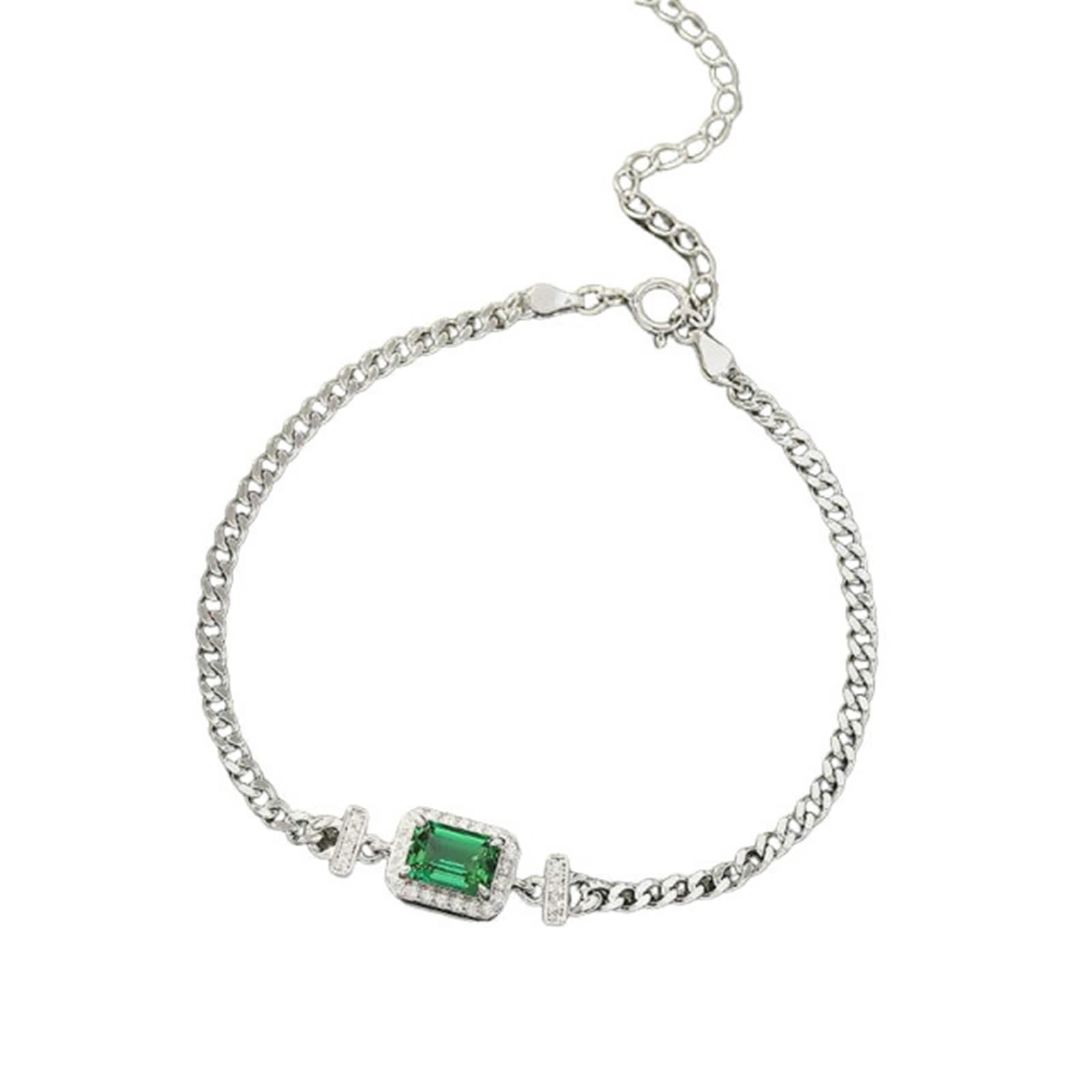 Pulsera de moda para mujer, pulsera de boda creada en laboratorio, esmeralda de 1 quilate, joyería de oro blanco de 9/14/18 quilates con moissanita