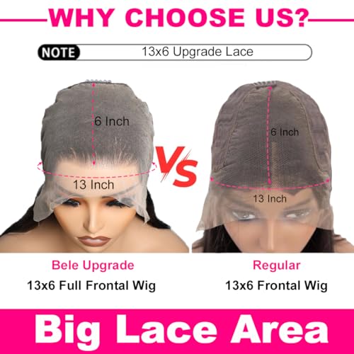 BELE 13x6 Full Lace Front Wigs Human Hair HD Transparent Body Wave Lace Front Wigs Human Hair Upgraded 14A Pre Plucked Bleached Tiny Knots Full Lace Frontal Wig 180 Density Natural Black 26 Inch - Image 3