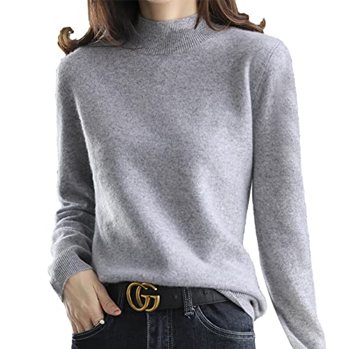 Suéteres para mulheres, suéter feminino de manga comprida de lã quente meia gola rolê | suéter macio