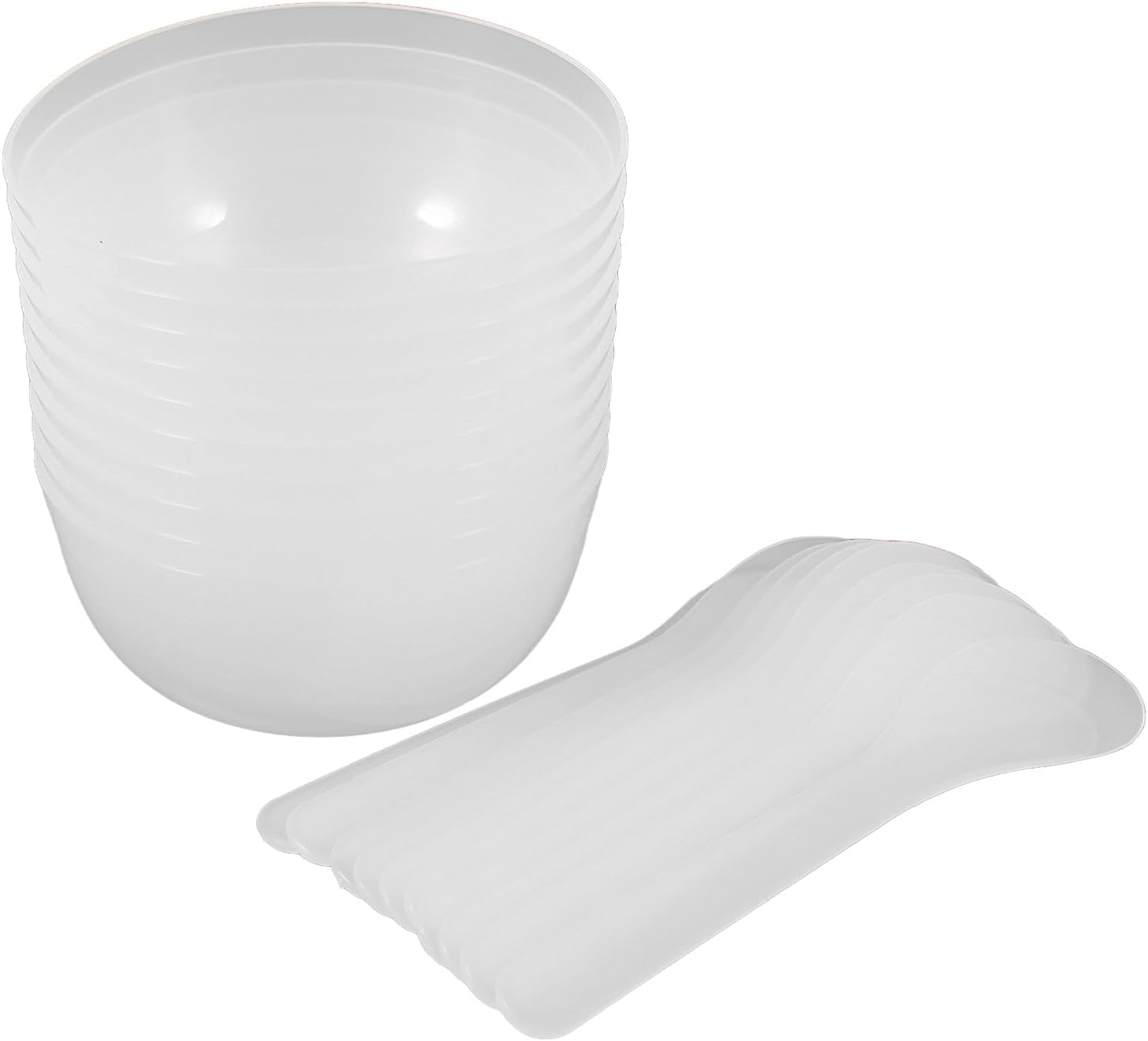 SUPVOX 10-Piece Mixing Bowl Set with Spoons: 3.34 Inch Transparent Plastic Bowls for Mud and Diy Craft Supplies Lightweight Stackable Containers for Kids and Girls