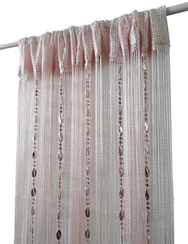 ave split 100cmX200cm Decorative Door String Curtain Beads Wall Panel Fringe Window Room Divider Blind for Wedding Coffee House Restaurant Parts Door Divider Beads Tassel Screen Decoration (pink25)