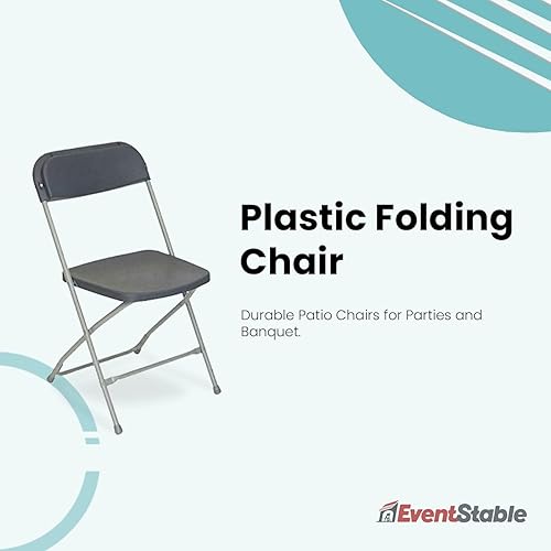 Miniatura 6 de EventStable TitanPRO - Silla plegable de plástico gris oscuro, silla plegable ligera para exteriores, sillas de patio duraderas, juego de sillas