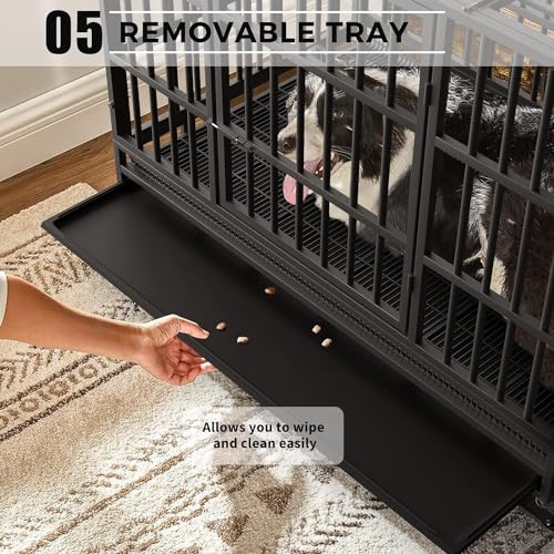 Otaid-48-Inch-Heavy-Duty-Dog-Crate-Cage-Kennel-with-Wheels-High-Anxiety-Indestructible-Dog-Crate-Sturdy-Locks-Design-Double-Door-and-Removable-Tray-Extra-Large-XL-XXL-Dog - Cucciolini Doodles   Otaid-48-Inch-Heavy-Duty-Dog-Crate-Cage-Kennel-with-Wheels-High-Anxiety-Indestructible-Dog-Crate-Sturdy-Locks-Design-Double-Door-and-Removable-Tray-Extra-Large-XL-XXL-Dog