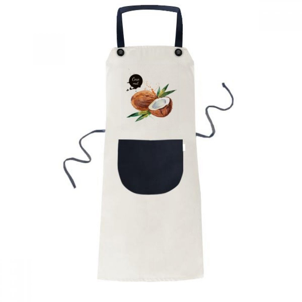 Tablier noix de coco réglable noir 70x67cm avec poche pour cuisine