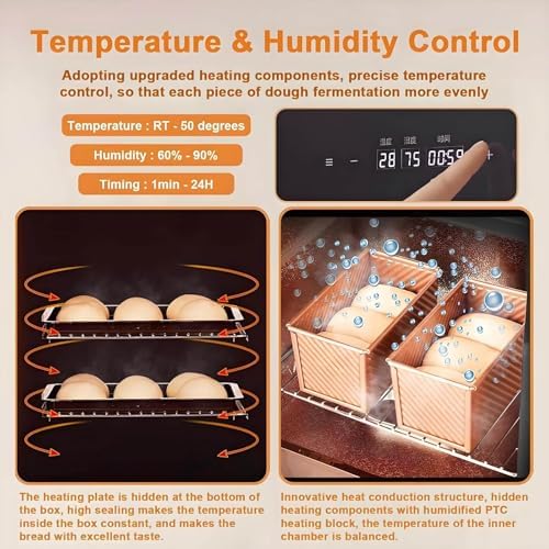 Electric Dough Proofer Machine, 40L Kitchen Fermentation Machine with Adjustable Temperature 20-50°C and Timing for Bread and Yogurt