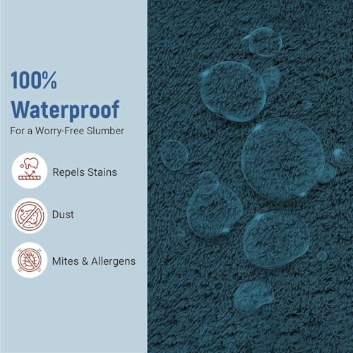 Image of La Verne 100% Waterproof Premium Cotton Feel Mattress Protector Queen Size 78 x 60 Inches | Breathable and Hypoallergenic Ultra Soft Fitted Bed Protector Cover