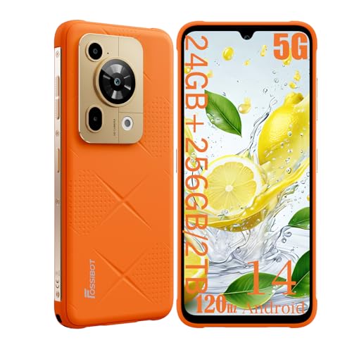 Image of FOSSIBOT F112 Pro 5G Rugged Smartphone, 24GB+256GB /2TB Android 14 Unlocked Phone, 7150mAh Battery Cell Phone, 6.88'' Display, Dual SIM 5G Phone, IP68 / IP69K,NFC,2026 Orange