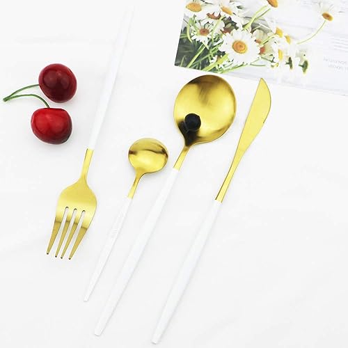 Miniatura 6 de JASHII Juego de cubiertos de acero inoxidable de 24 piezas, juego de utensilios de cocina para 6, juego de cubiertos para el hogar, apto para