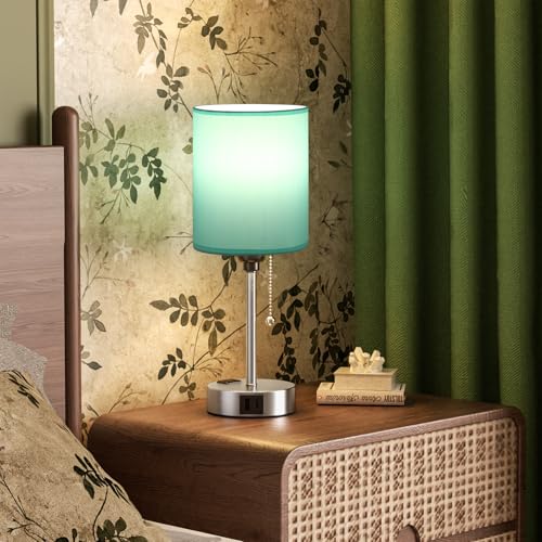 Image of Small Bedside Table Lamp for Bedroom - Desk Lamp with USB Ports for Dorm