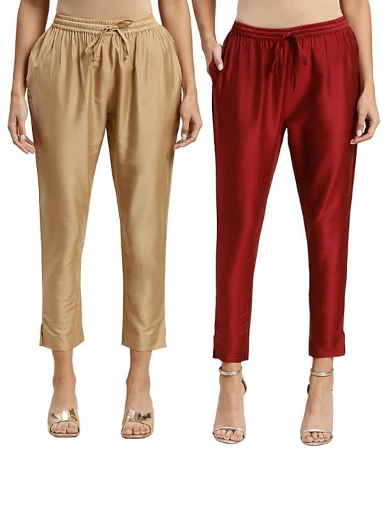 Women Solid Ankle Length Pencil Pant Pack of 2