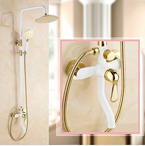 Ensemble de robinet de douche pluie en or blanc Gowe design haut de gamme