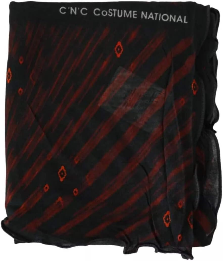 Costume National - BEST SELLERS - Black Gray Viscose Foulard Branded Scarf
